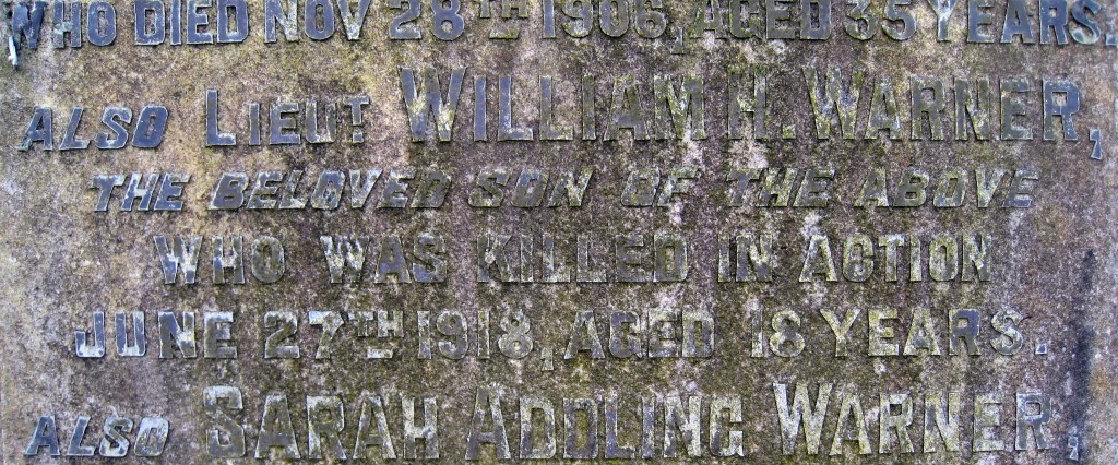 Close view of family headstone